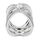 3W1528 - Rhodium Brass Ring with AAA Grade CZ in Clear - Alamode - Flyclothing LLC