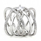 3W1528 - Rhodium Brass Ring with AAA Grade CZ in Clear - Alamode - Flyclothing LLC