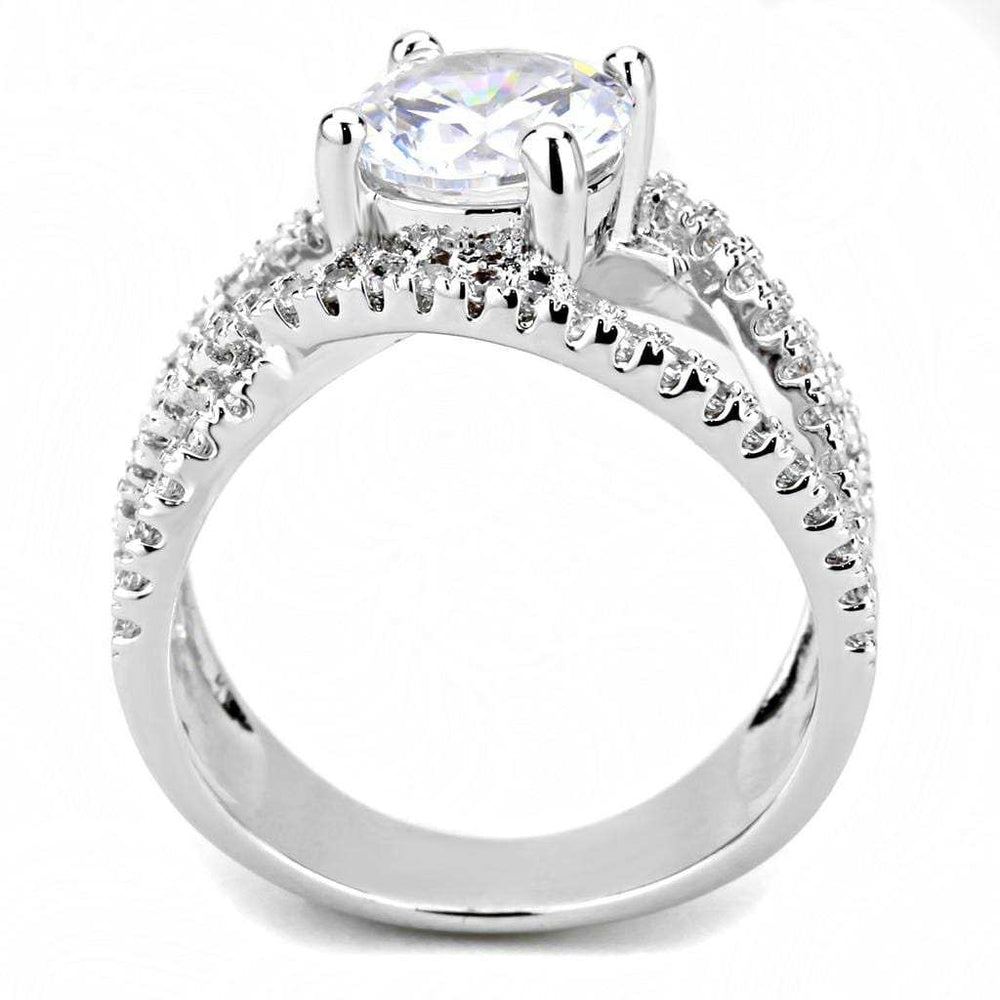 3W1529 - Rhodium Brass Ring with AAA Grade CZ in Clear - Alamode - Flyclothing LLC