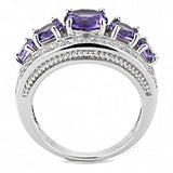 3W1530 - Rhodium Brass Ring with Synthetic in Amethyst - Alamode - Flyclothing LLC