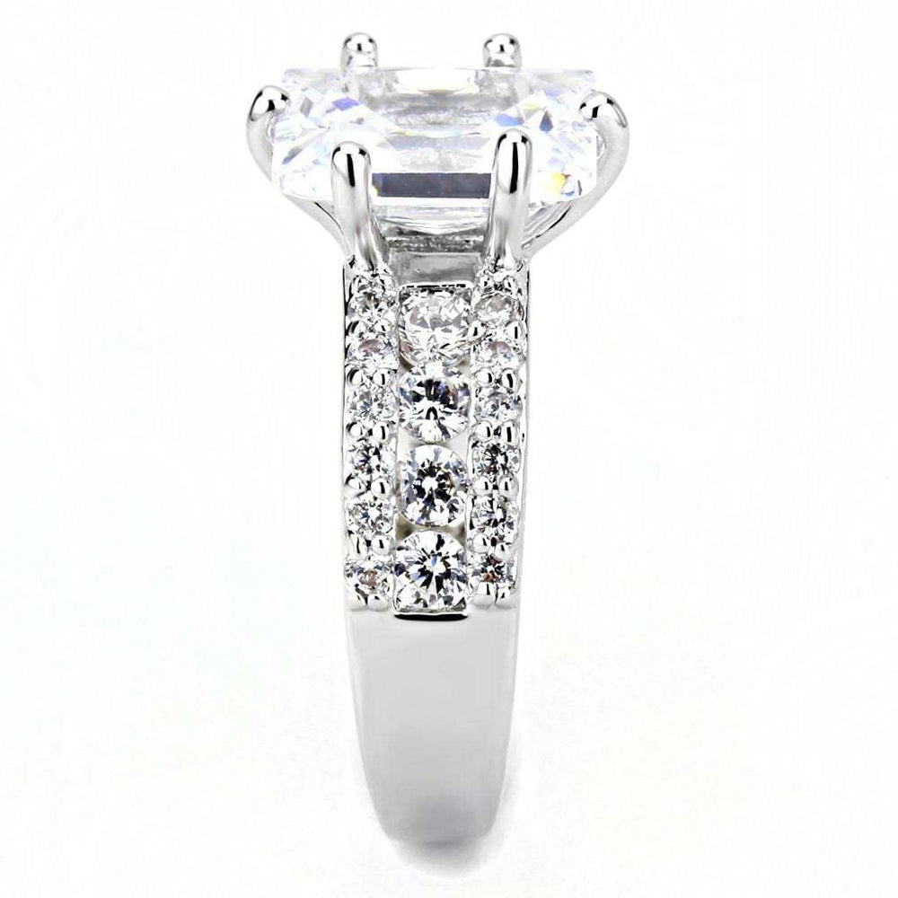 3W1532 - Rhodium Brass Ring with AAA Grade CZ in Clear - Alamode - Flyclothing LLC