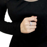 3W1532 - Rhodium Brass Ring with AAA Grade CZ in Clear - Alamode - Flyclothing LLC
