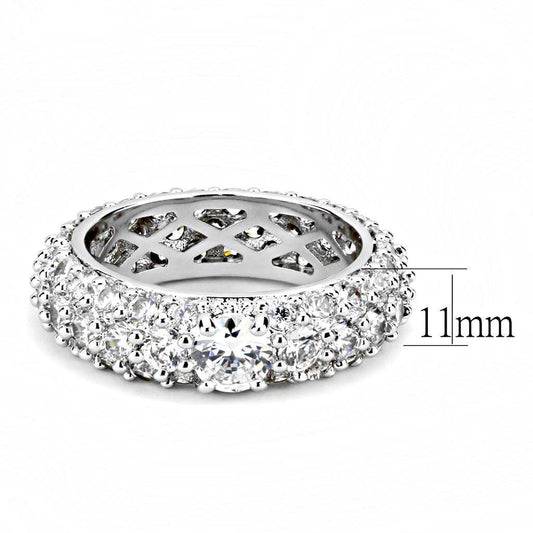 3W1534 - Rhodium Brass Ring with AAA Grade CZ in Clear - Alamode - Flyclothing LLC