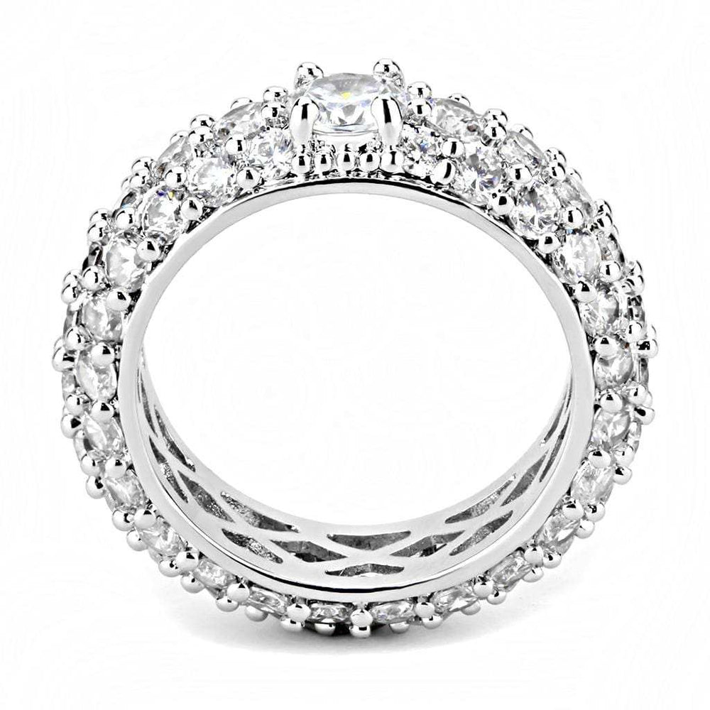 3W1534 - Rhodium Brass Ring with AAA Grade CZ in Clear - Alamode - Flyclothing LLC
