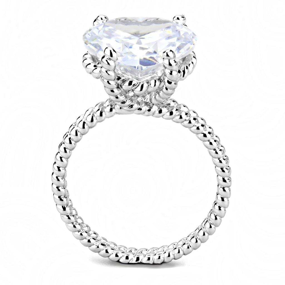 3W1536 - Rhodium Brass Ring with AAA Grade CZ in Clear - Alamode - Flyclothing LLC