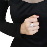 3W1536 - Rhodium Brass Ring with AAA Grade CZ in Clear - Alamode - Flyclothing LLC