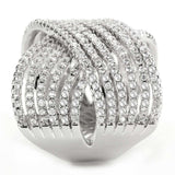 3W1539 - Rhodium Brass Ring with AAA Grade CZ in Clear - Alamode - Flyclothing LLC