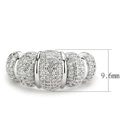 3W1540 - Rhodium Brass Ring with AAA Grade CZ in Clear - Alamode - Flyclothing LLC