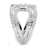3W1541 - Rhodium Brass Ring with AAA Grade CZ in Clear - Alamode - Flyclothing LLC