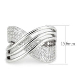 3W1542 - Rhodium Brass Ring with AAA Grade CZ in Clear - Alamode - Flyclothing LLC