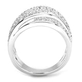 3W1544 - Rhodium Brass Ring with AAA Grade CZ in Clear - Alamode - Flyclothing LLC