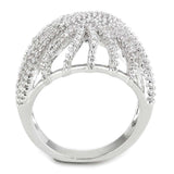 3W1547 - Rhodium Brass Ring with AAA Grade CZ in Clear - Alamode - Flyclothing LLC
