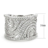3W1548 - Rhodium Brass Ring with AAA Grade CZ in Clear - Alamode - Flyclothing LLC