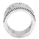3W1548 - Rhodium Brass Ring with AAA Grade CZ in Clear - Alamode - Flyclothing LLC