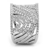 3W1548 - Rhodium Brass Ring with AAA Grade CZ in Clear - Alamode - Flyclothing LLC