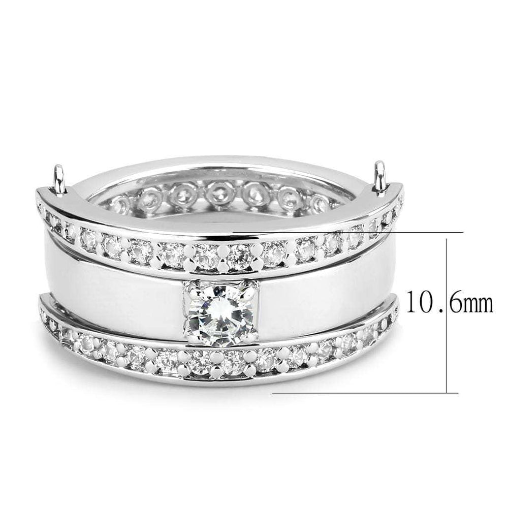 3W1549 - Rhodium Brass Ring with AAA Grade CZ in Clear - Alamode - Flyclothing LLC