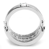 3W1549 - Rhodium Brass Ring with AAA Grade CZ in Clear - Alamode - Flyclothing LLC