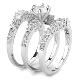 3W1553 - Rhodium Brass Ring with AAA Grade CZ in Clear - Alamode - Flyclothing LLC