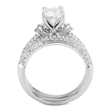 3W1555 - Rhodium Brass Ring with AAA Grade CZ in Clear - Alamode - Flyclothing LLC