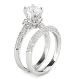 3W1555 - Rhodium Brass Ring with AAA Grade CZ in Clear - Alamode - Flyclothing LLC