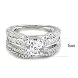3W1556 - Rhodium Brass Ring with AAA Grade CZ in Clear - Alamode - Flyclothing LLC