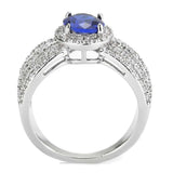 3W1563 - Rhodium Brass Ring with Synthetic Spinel in London Blue - Alamode - Flyclothing LLC