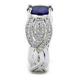 3W1564 - Rhodium Brass Ring with Synthetic Spinel in London Blue - Alamode - Flyclothing LLC