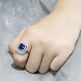 3W1565 - Rhodium Brass Ring with Synthetic Spinel in London Blue - Alamode - Flyclothing LLC