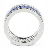 3W1568 - Rhodium Brass Ring with Synthetic Spinel in London Blue - Alamode - Flyclothing LLC
