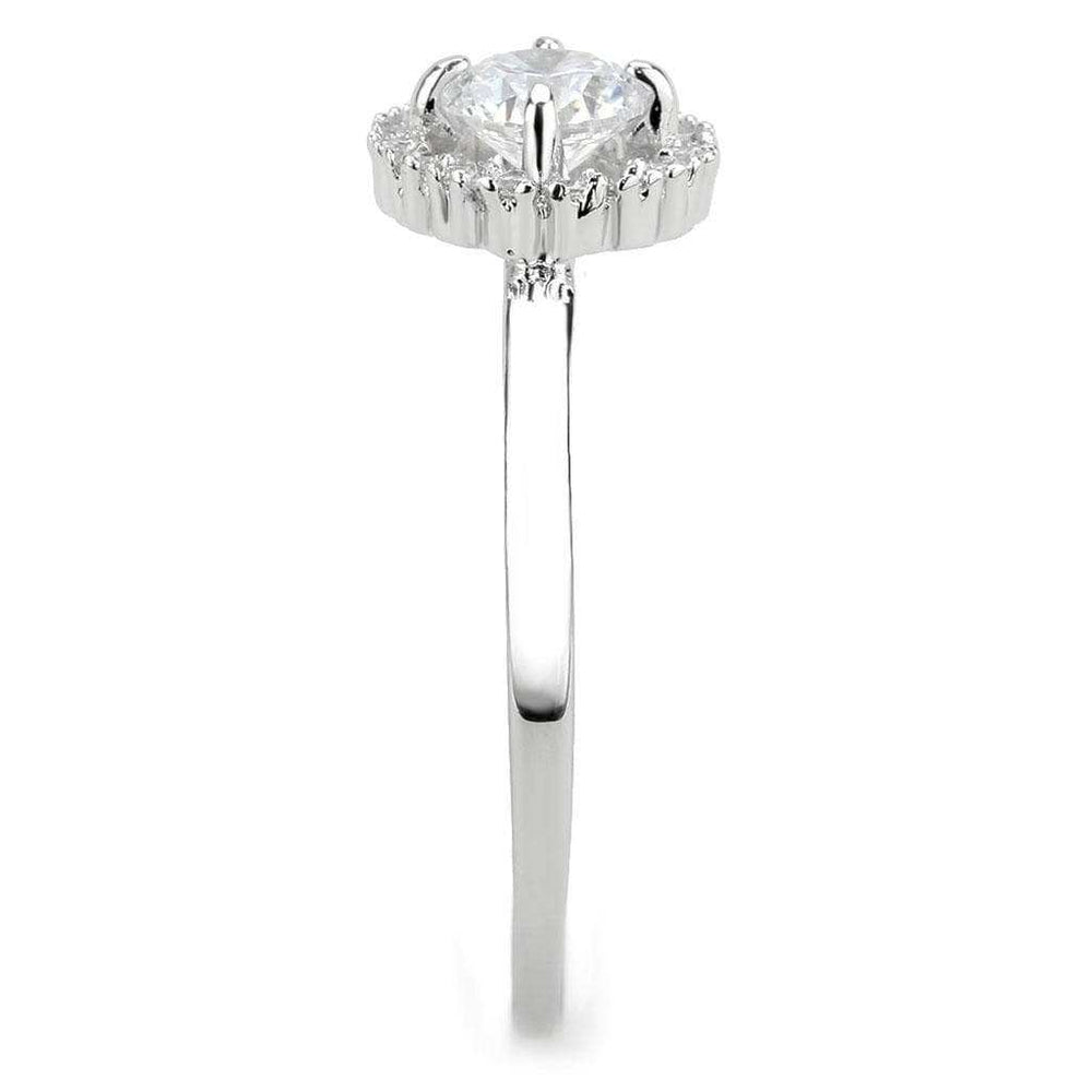 3W1570 - Rhodium Brass Ring with AAA Grade CZ in Clear - Alamode - Flyclothing LLC