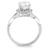3W1575 - Rhodium Brass Ring with AAA Grade CZ in Clear - Alamode - Flyclothing LLC