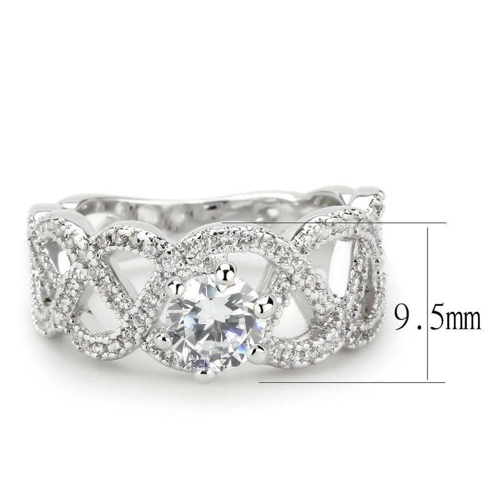 3W1577 - Rhodium Brass Ring with AAA Grade CZ in Clear - Alamode - Flyclothing LLC