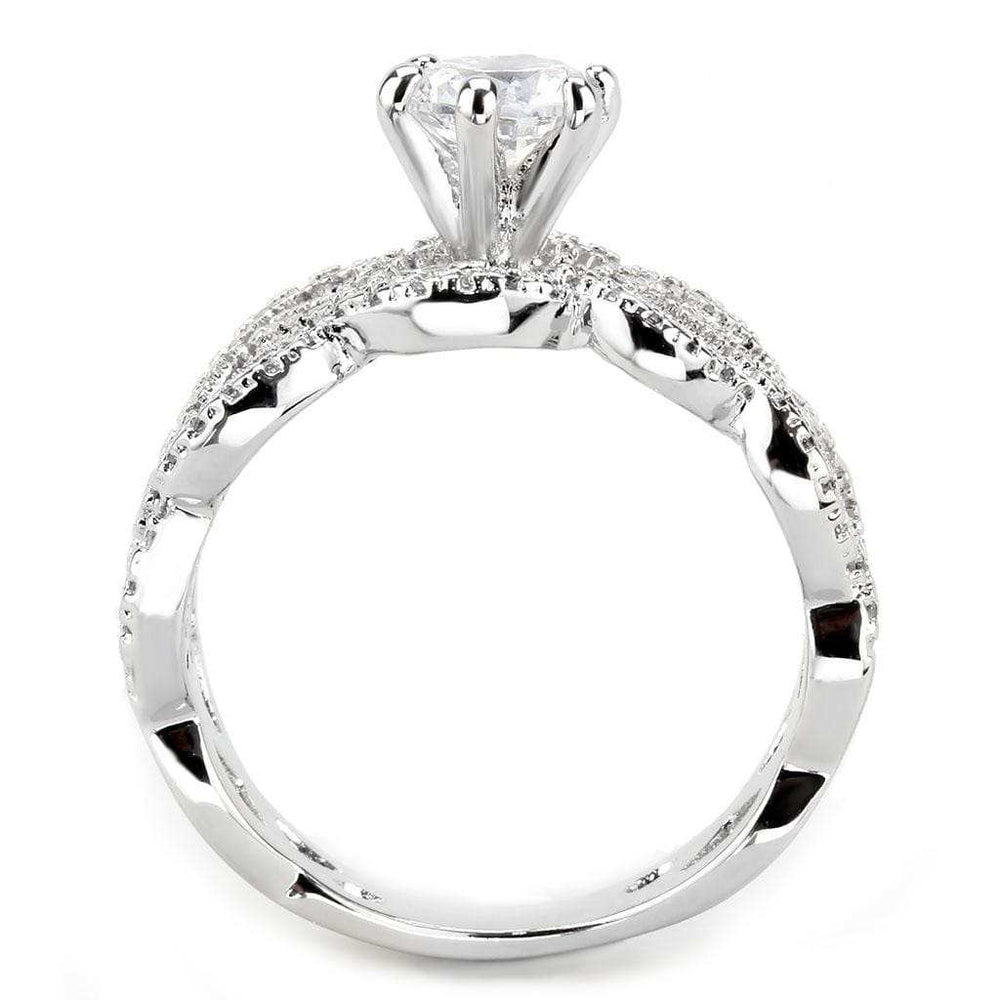 3W1577 - Rhodium Brass Ring with AAA Grade CZ in Clear - Alamode - Flyclothing LLC