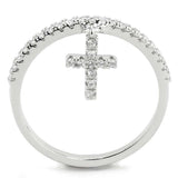 3W1578 - Rhodium Brass Ring with AAA Grade CZ in Clear - Alamode - Flyclothing LLC