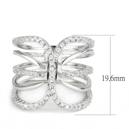 3W1580 - Rhodium Brass Ring with AAA Grade CZ in Clear - Alamode - Flyclothing LLC
