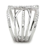 3W1580 - Rhodium Brass Ring with AAA Grade CZ in Clear - Alamode - Flyclothing LLC