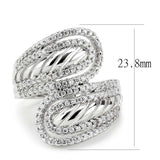 3W1582 - Rhodium Brass Ring with AAA Grade CZ in Clear - Alamode - Flyclothing LLC