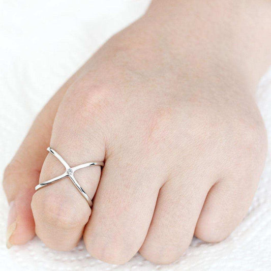 3W1584 - Rhodium Brass Ring with AAA Grade CZ in Clear - Alamode - Flyclothing LLC