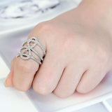 3W1587 - Rhodium Brass Ring with AAA Grade CZ in Clear - Alamode - Flyclothing LLC