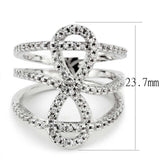 3W1587 - Rhodium Brass Ring with AAA Grade CZ in Clear - Alamode - Flyclothing LLC