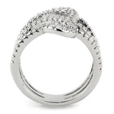 3W1587 - Rhodium Brass Ring with AAA Grade CZ in Clear - Alamode - Flyclothing LLC