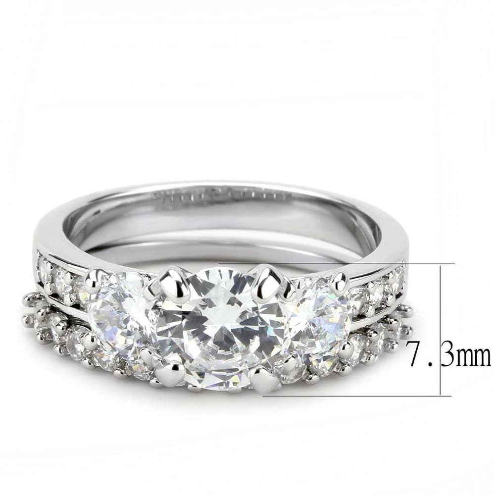 3W1588 - Rhodium Brass Ring with AAA Grade CZ in Clear - Alamode - Flyclothing LLC