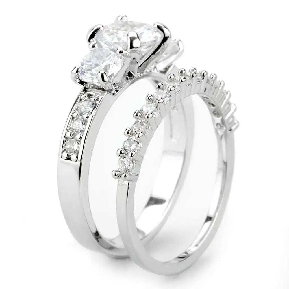 3W1588 - Rhodium Brass Ring with AAA Grade CZ in Clear - Alamode - Flyclothing LLC