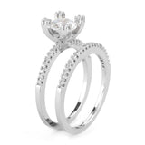 3W1589 - Rhodium Brass Ring with AAA Grade CZ in Clear - Alamode - Flyclothing LLC