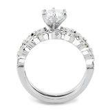 3W1593 - Rhodium Brass Ring with AAA Grade CZ in Clear - Alamode - Flyclothing LLC