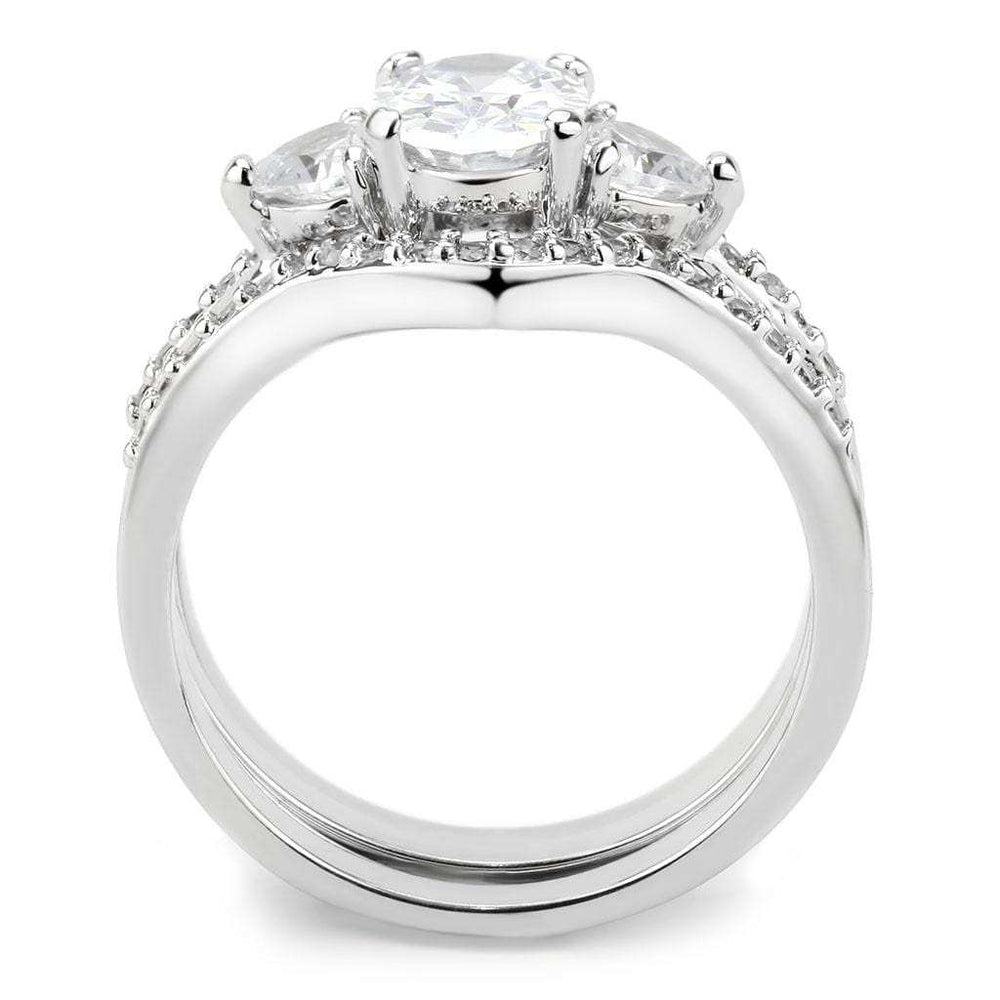 3W1594 - Rhodium Brass Ring with AAA Grade CZ in Clear - Alamode - Flyclothing LLC