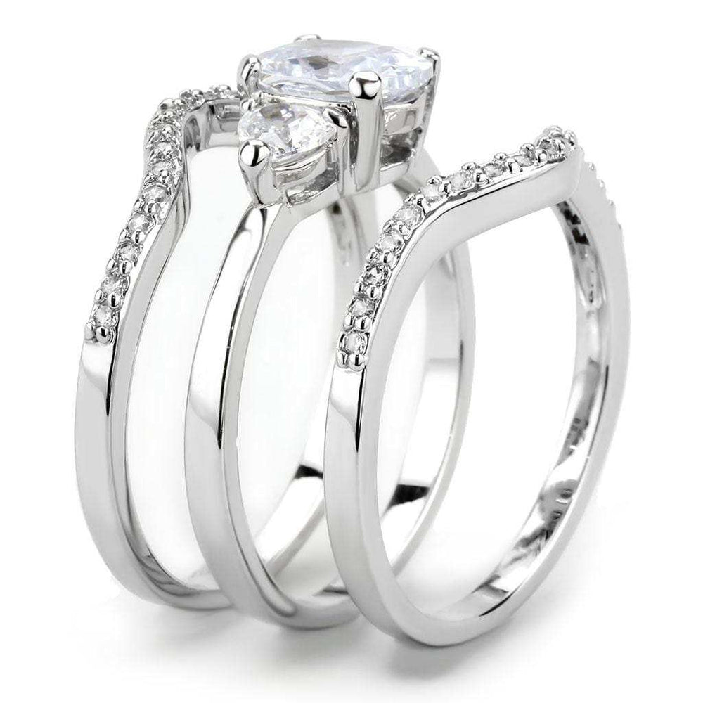 3W1594 - Rhodium Brass Ring with AAA Grade CZ in Clear - Alamode - Flyclothing LLC