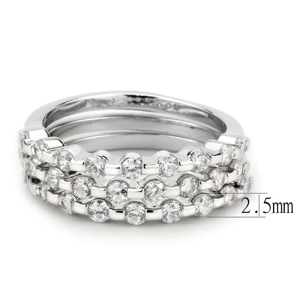 3W1595 - Rhodium Brass Ring with AAA Grade CZ in Clear - Alamode - Flyclothing LLC