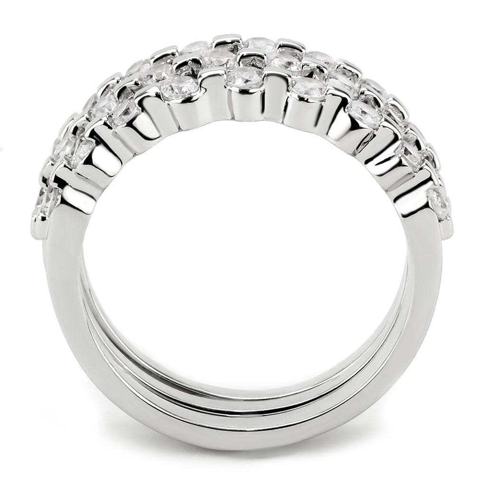 3W1595 - Rhodium Brass Ring with AAA Grade CZ in Clear - Alamode - Flyclothing LLC