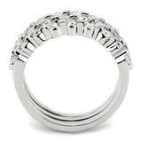 3W1595 - Rhodium Brass Ring with AAA Grade CZ in Clear - Alamode - Flyclothing LLC